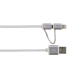 Skross 2in1 Charge'n Sync - Steel Line USB cable 1 m USB A Micro-USB B/Lightning Silver