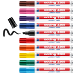 Edding 3300 permanent marker Chisel tip Black, Blue, Brown, Green, Light Blue, Orange, Pink, Purple, Red, Yellow 10 pc(s)