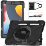 MAXCases Shield Case for iPad 7/8/9th gen (10.2in) with Hand strap shoulder strap & screen protector (Black)