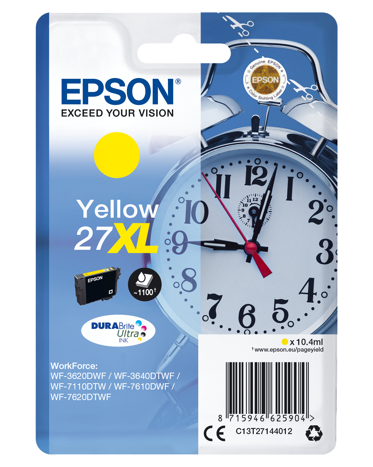 Image of Epson C13T27144012/27XL Ink cartridge yellow high-capacity, 1.1K...