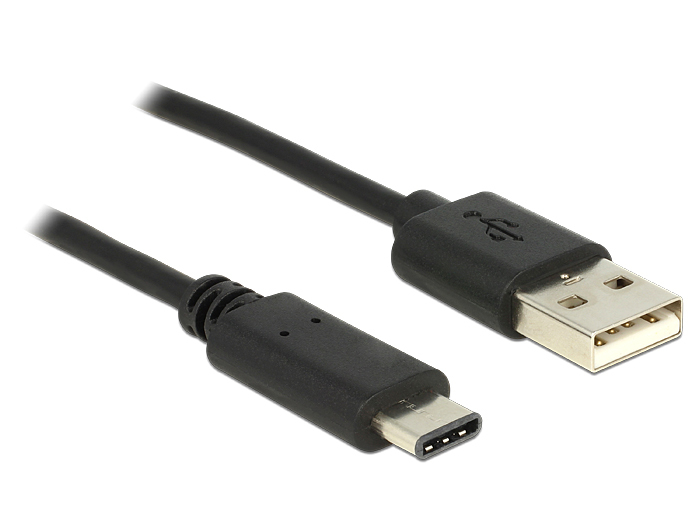 DeLOCK 0.5m, USB2.0-A/USB2.0-C USB cable USB A USB C Black