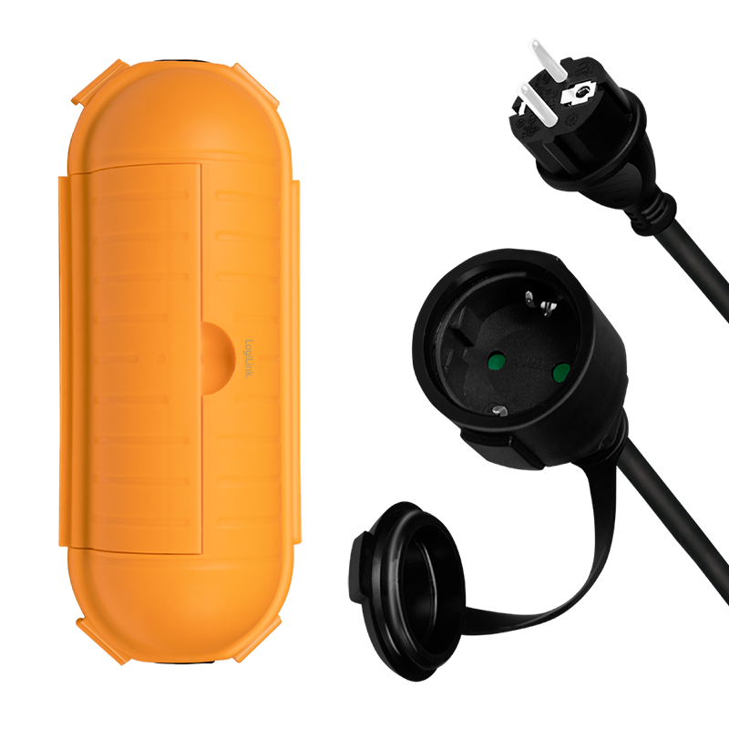 Image of LogiLink Power cord set, CEE7/7 to CEE 7/3 + protection box, 3 m