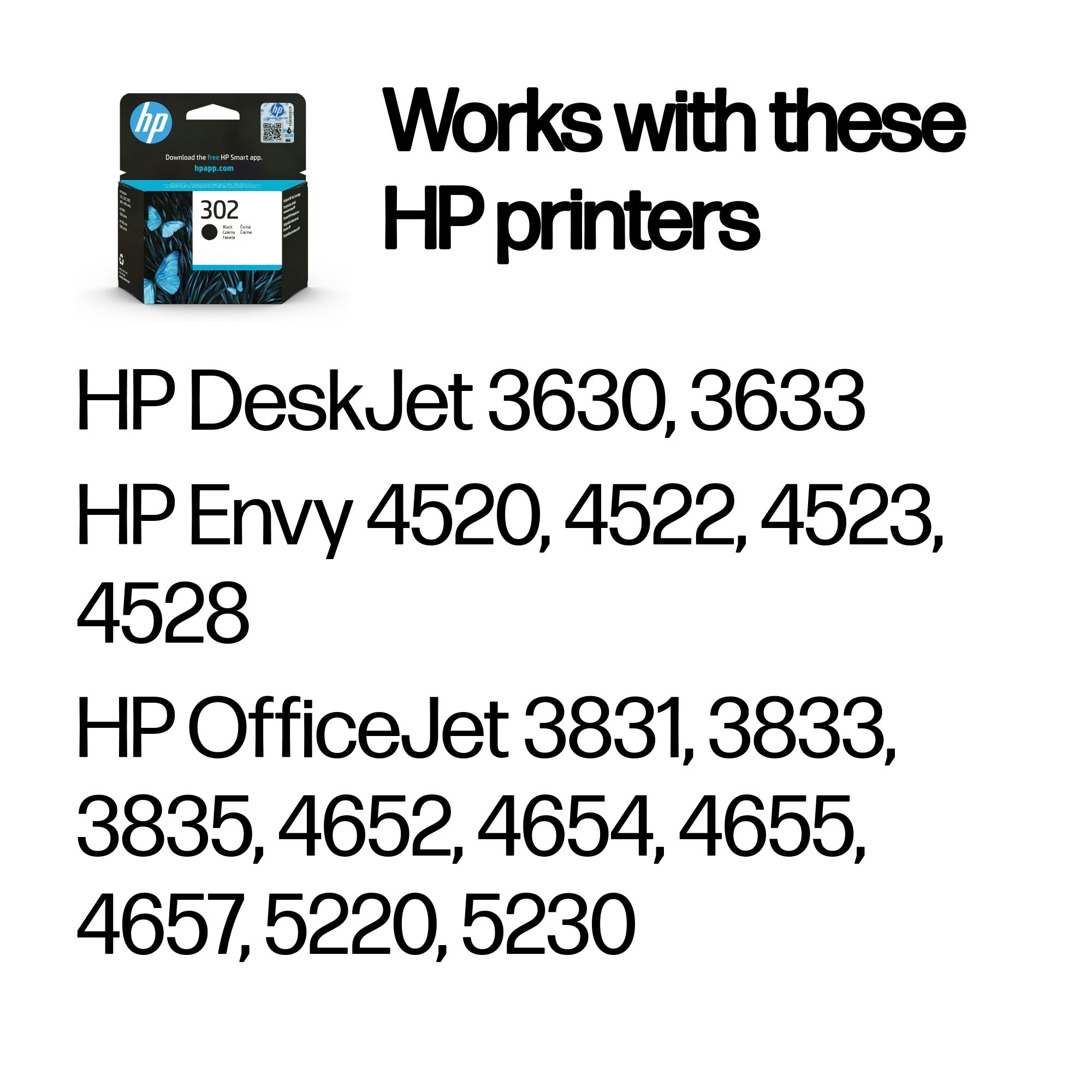 HP F6U66AE/302 Printhead cartridge black, 170 pages ISO/IEC 24711 3.5ml for HP DeskJet 1110/2130/OfficeJet 5200