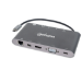 Manhattan USB-C 9-Port Hub/Dock/Converter, USB-C to HDMI, USB-C(inc PD), Mini DisplayPort, VGA, 3x USB-A, Gigabit RJ45 and 3.5mm Audio with SD Card Reader, 5 Gbps (USB 3.2 Gen 1); HDMI Ultra HD,1080p@60Hz or 3840x2160p@30Hz(4K), VGA HD 1080p video; Male t