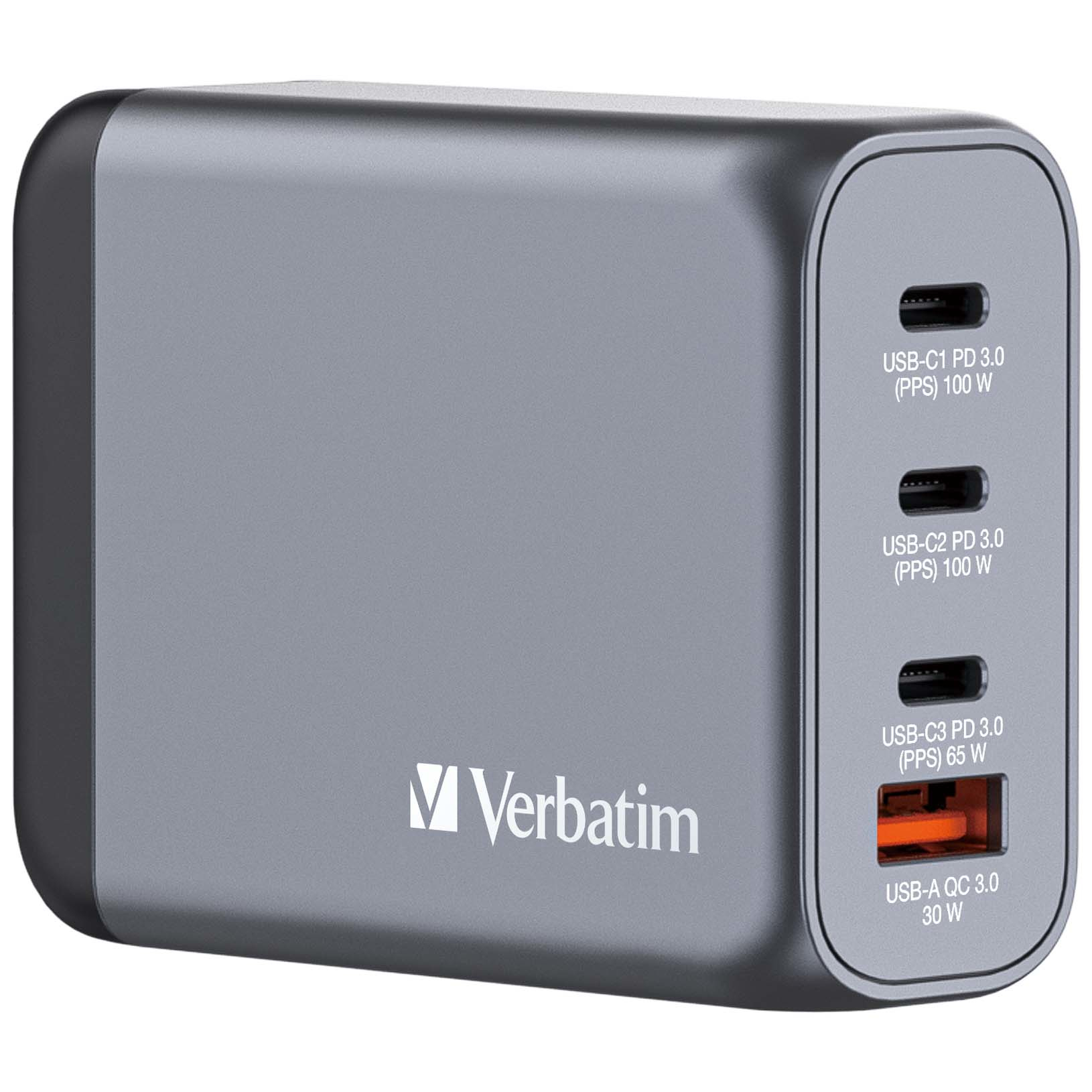 Photos - Charger Verbatim GNC-100 GaN  100W with 2 x USB-C PD 100W / 1 x USB-C P 322 