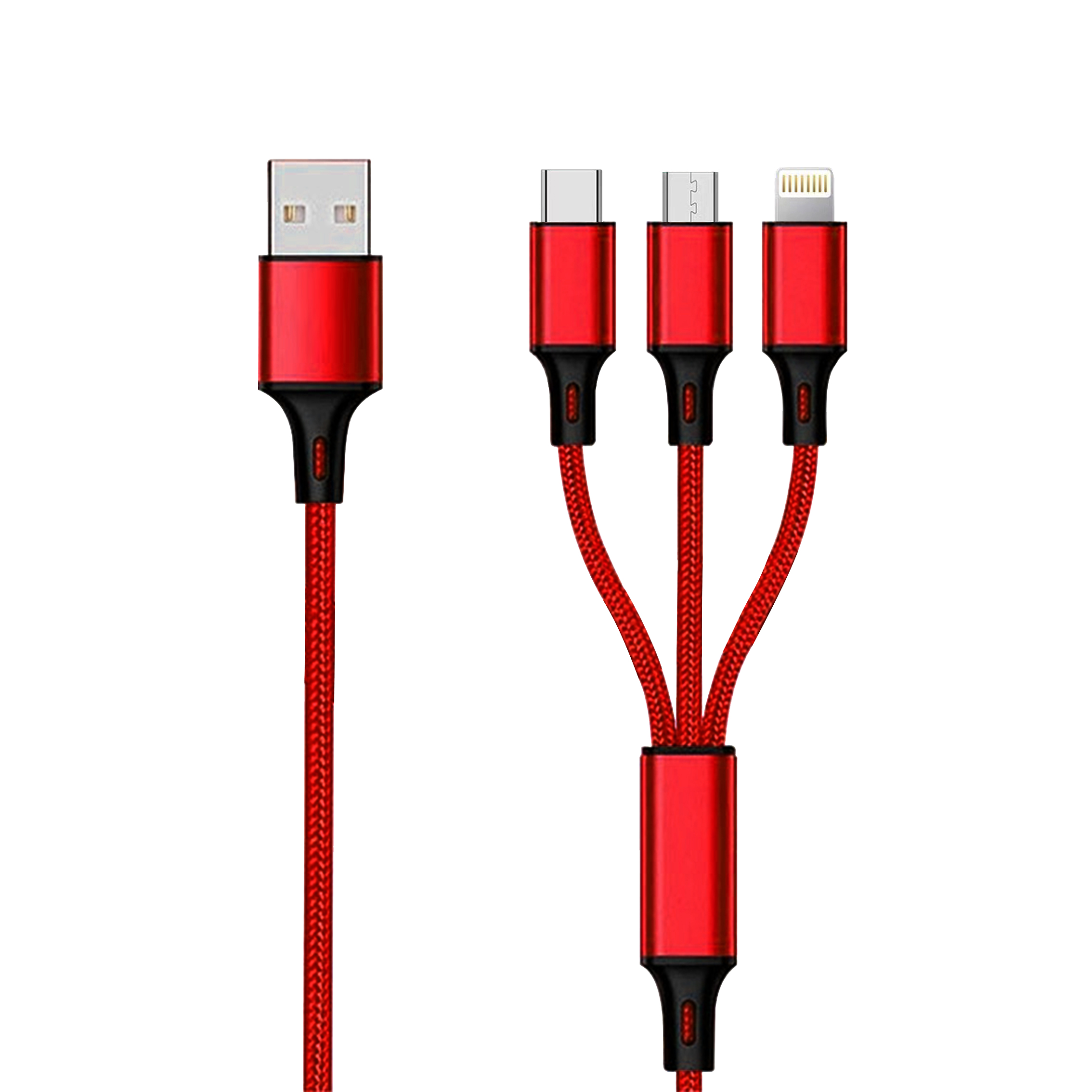 Image of 2GO 797150 USB cable 1.5 m USB B USB C/Micro-USB B/Lightning Red