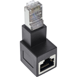 InLine patch cord adapter Cat.6A, RJ45 male / female, angled 90° downwards