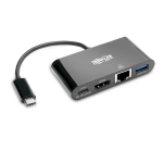Tripp Lite U444-06N-H4GUBC USB-C Multiport Adapter - 4K HDMI, USB-A Port, GbE, 60W PD Charging, HDCP, Black