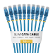 StarTech.com 50cm Blue Slim CAT6 Cable, 10 Pack, Snagless, 100W PoE, UTP, LSZH, 28AWG Pure Bare Copper Wire, Slim RJ45 Network Patch Cord w/Strain Reliefs, Individually Tested