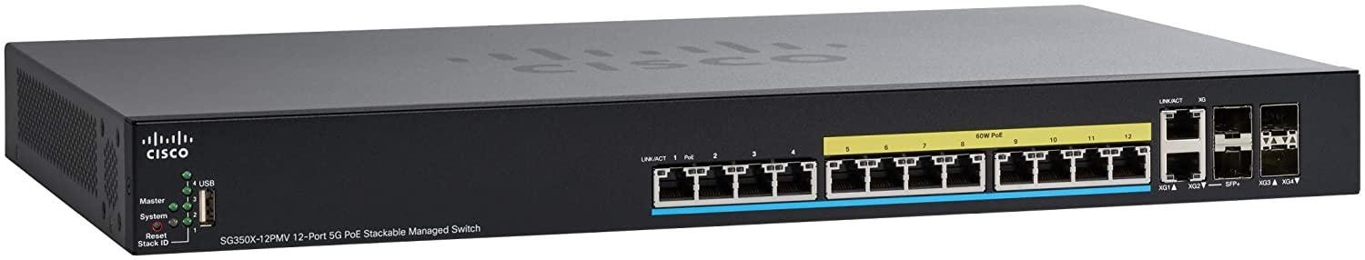 Cisco SG350X-12PMV Managed L3 2.5G Ethernet (100/1000/2500) Power over Ethernet (PoE) 1U Black