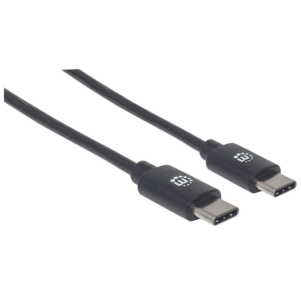 Manhattan USB-C to USB-C Cable, 1m, Male to Male, 0 Mbps (USB 2.0), 3A (fast charging), Hi-Speed USB, Black, Lifetime Warranty, Equivalent to USB2CC1M