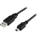 Deltaco USB-23S USB cable 0.5 m USB A Mini-USB B Black
