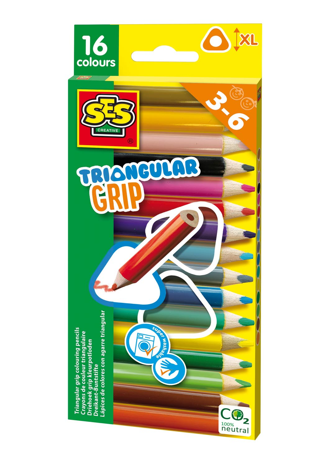 SES Creative Triangular grip colouring pencils 16 pieces