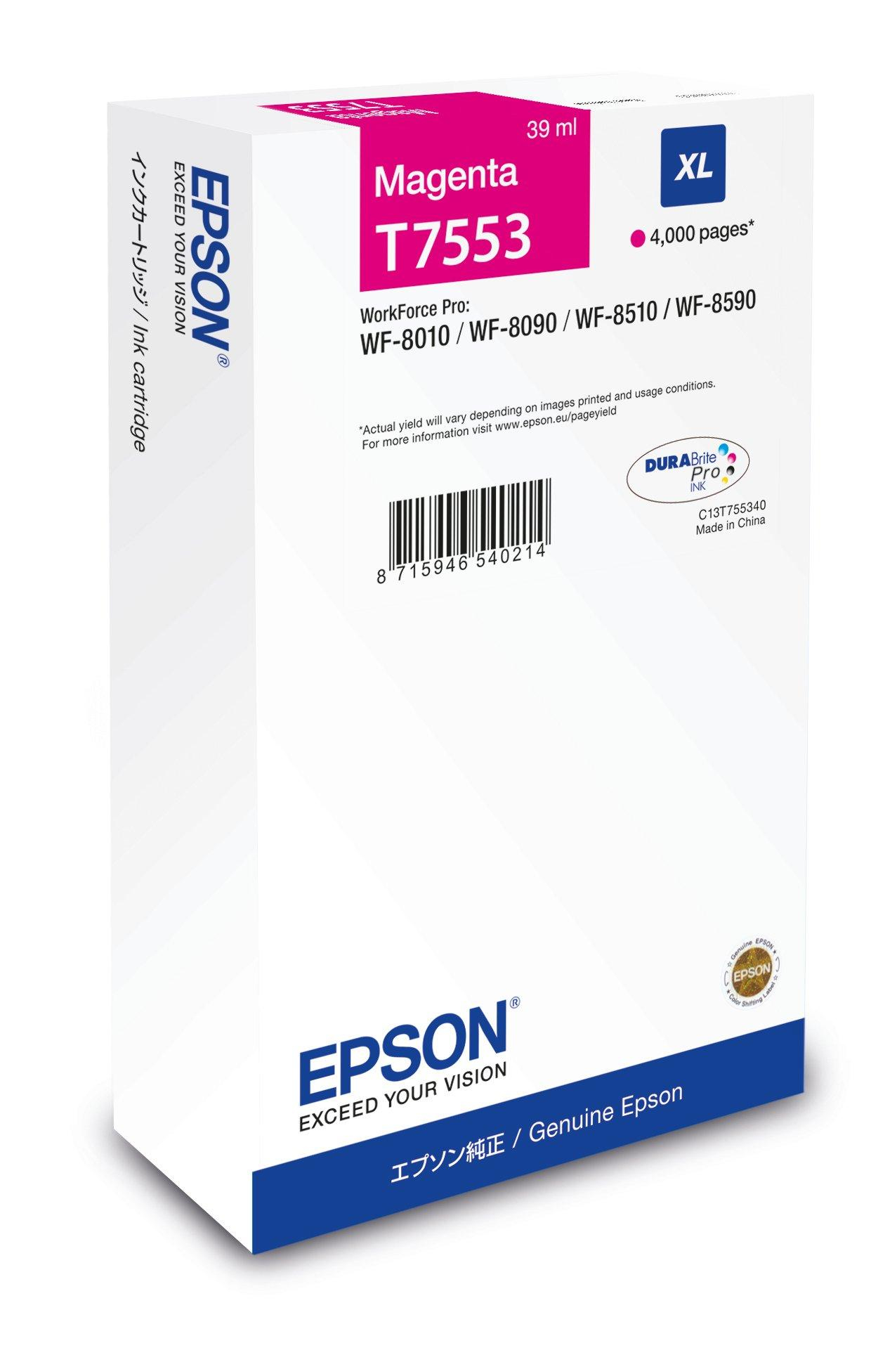 Image of Epson C13T75534N/T7553 Ink cartridge magenta, 4K pages 39ml for...