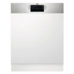 AEG Series 6000 SatelliteClean Semi-Integrated Dishwasher - C-Rated, Silver control panel