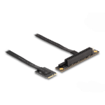 DeLOCK M.2 Key A+E to PCIe x8 NVMe Adapter angled with 20 cm cable