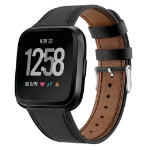 Fitbit EU Product - Versa 2 / Versa / Versa Lite Leather watch strap - Black