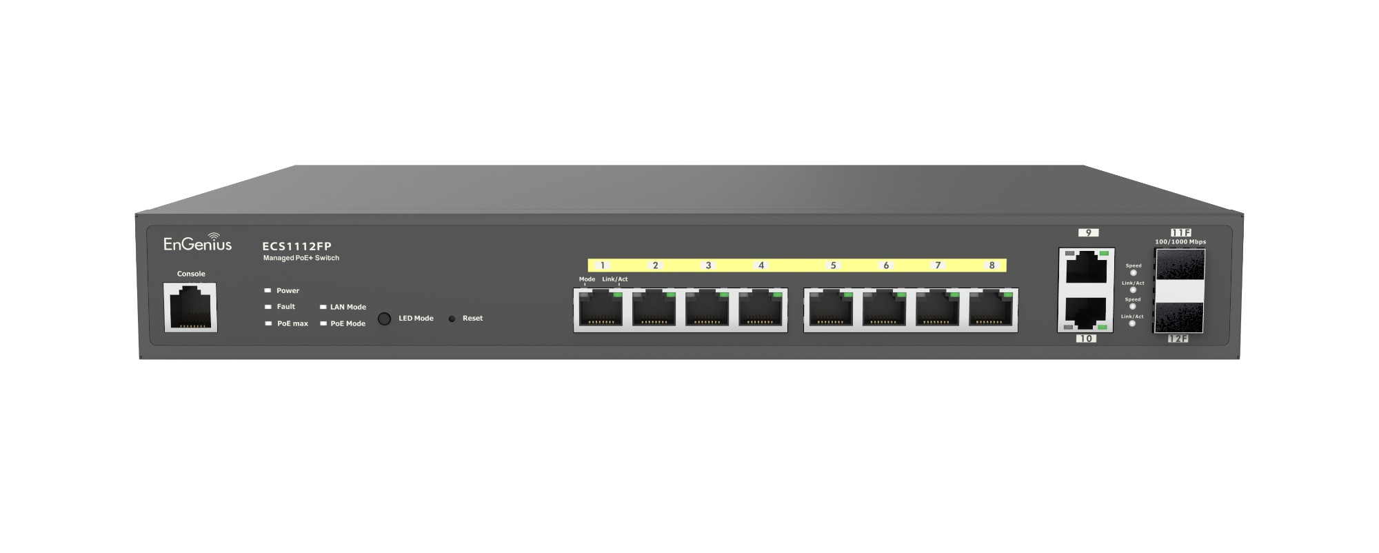 EnGenius ECW1112FP Cloud Managed L2+ Switch 10-port GbE PoE.at 130W 2x SFP
