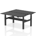 Dynamic Air Back-to-Back W1600 x D800mm Height Adjustable Sit Stand 2 Person Bench Desk With Cable Ports Black Finish Black Frame - HA02952 DD