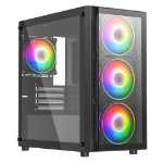 VIDA Lucid Black ARGB Gaming Case w/ Glass Front & Side, Micro ATX, 4x ARGB Infinity Fans