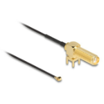 DeLOCK Antenna Cable SMA 90° PCB jack bulkhead coaxial cable 0.15 m I-PEX MHF1 Black, Gold