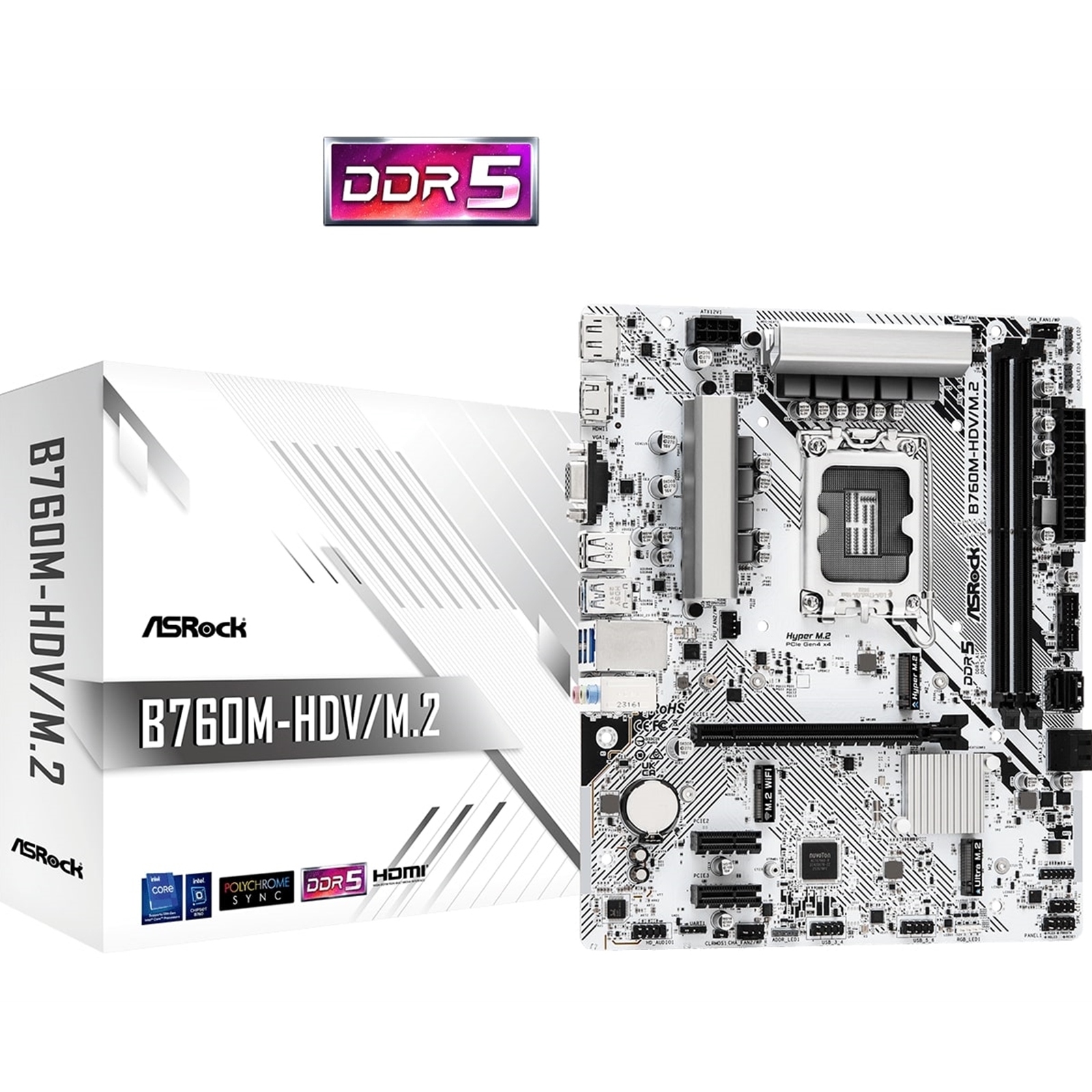 Image of Asrock B760M-HDV/M.2 motherboard Intel B760 LGA 1700 micro ATX
