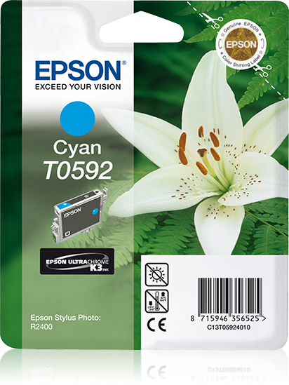 Image of Epson C13T05924010/T0592 Ink cartridge cyan, 520 pages 13ml for...