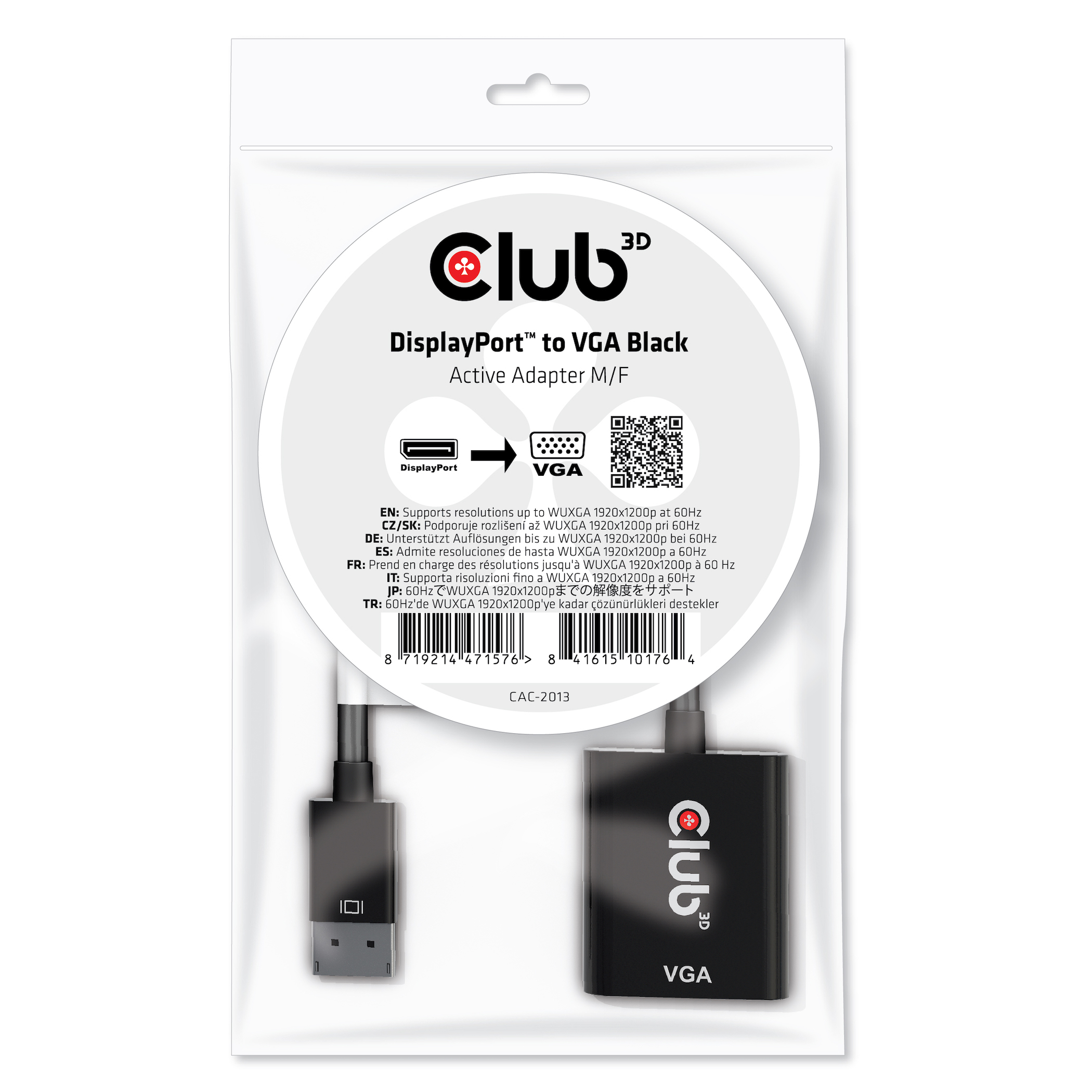 Image of CLUB3D DisplayPort to VGA Black Active Adapter M/F