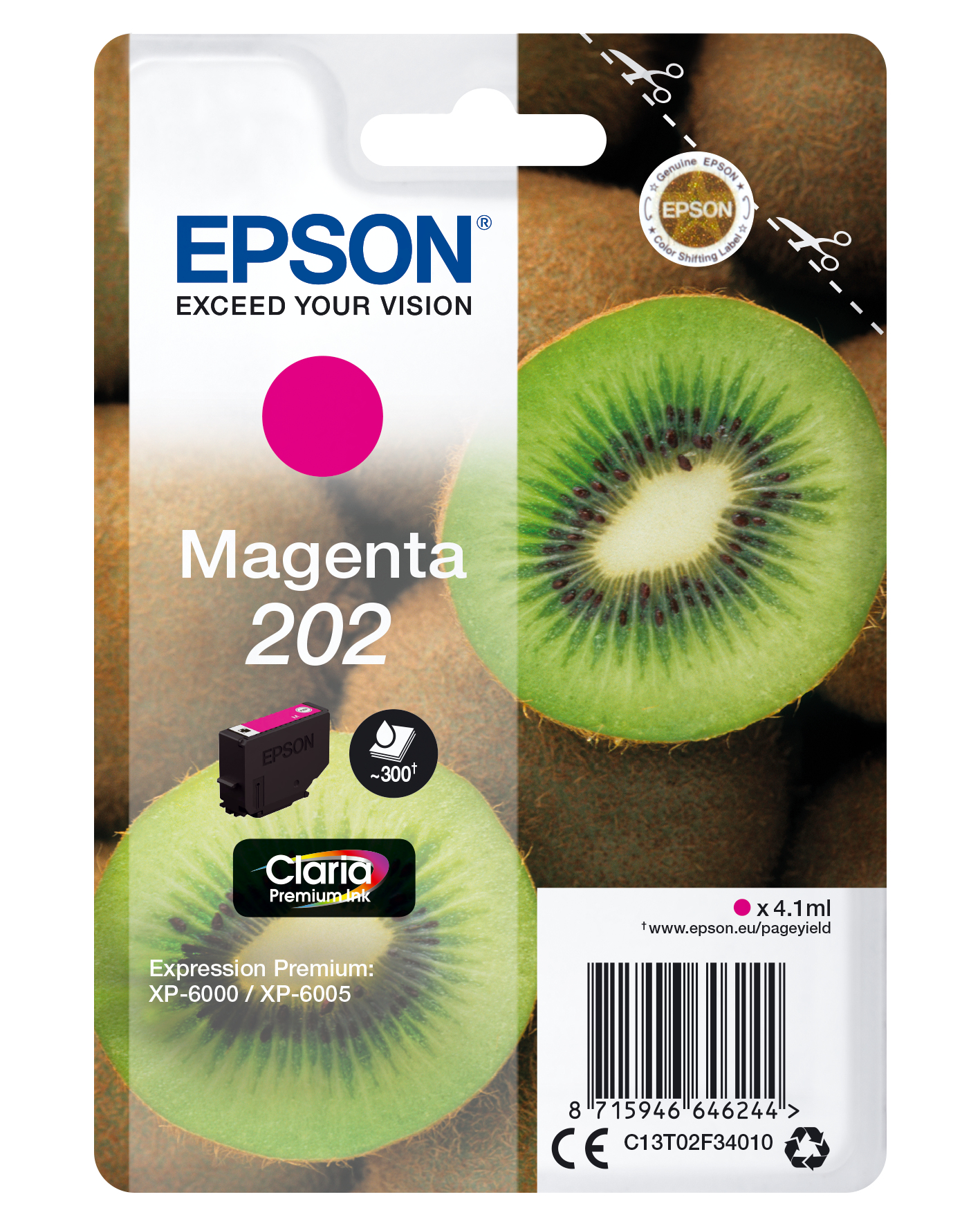 Image of Epson C13T02F34010/202 Ink cartridge magenta, 300 pages 4,1ml for...