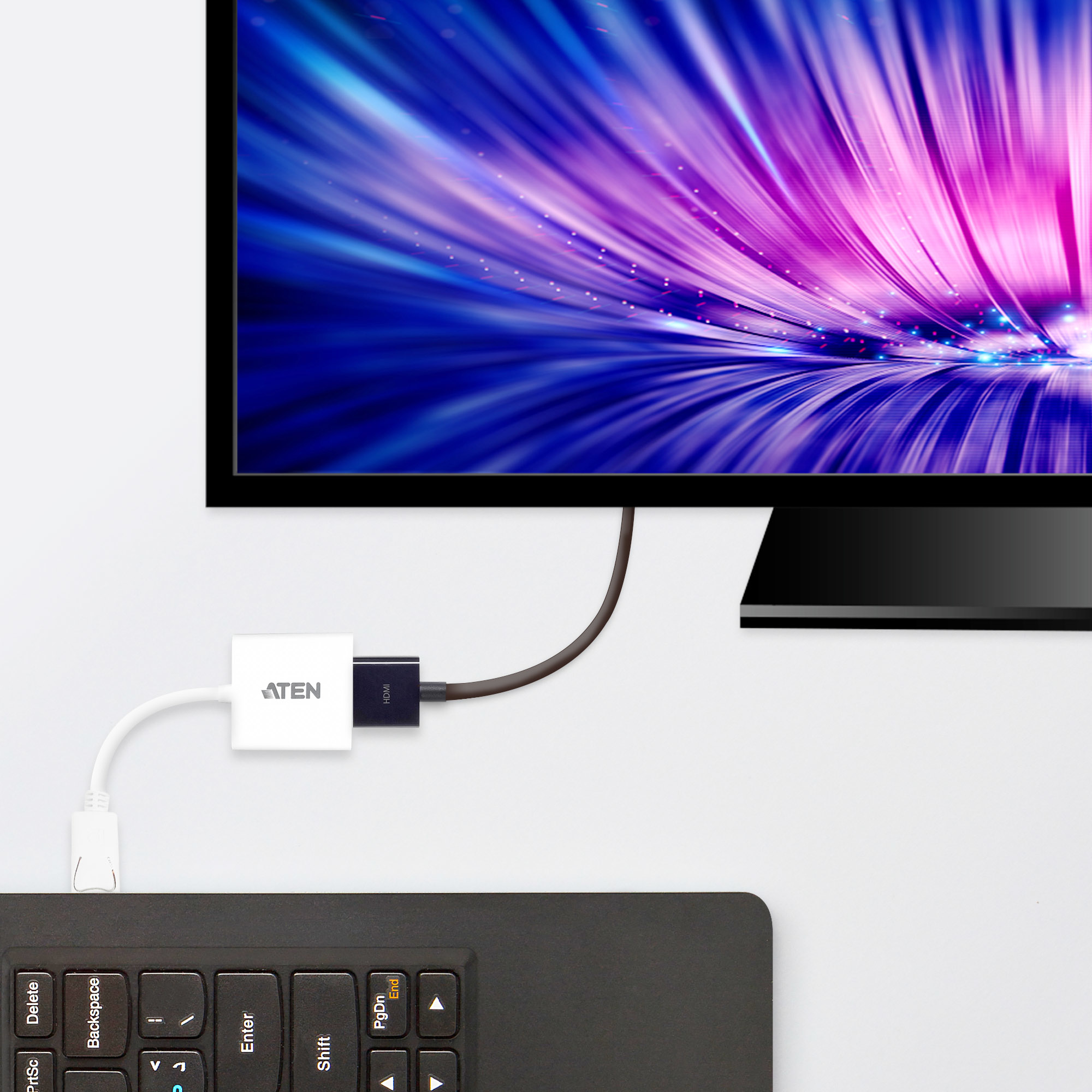 Image of ATEN DisplayPort to HDMI converter, PC: Up to UXGA / HDTV: Up to...