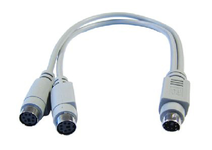 Cables Direct EX-099 PS/2 cable 0.25 m 6-p Mini-DIN 2x 6-p Mini-DIN Grey