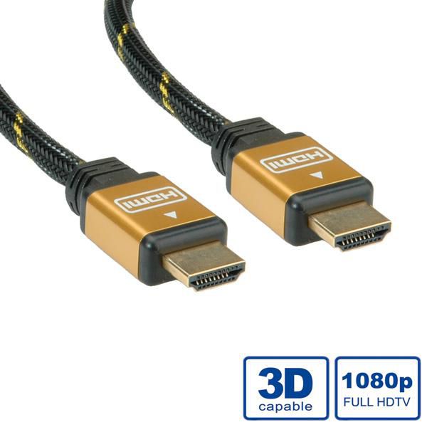 Roline 11.04.5504 Audio Cable, Hdmi A Plug, 7.5M, Black/gld