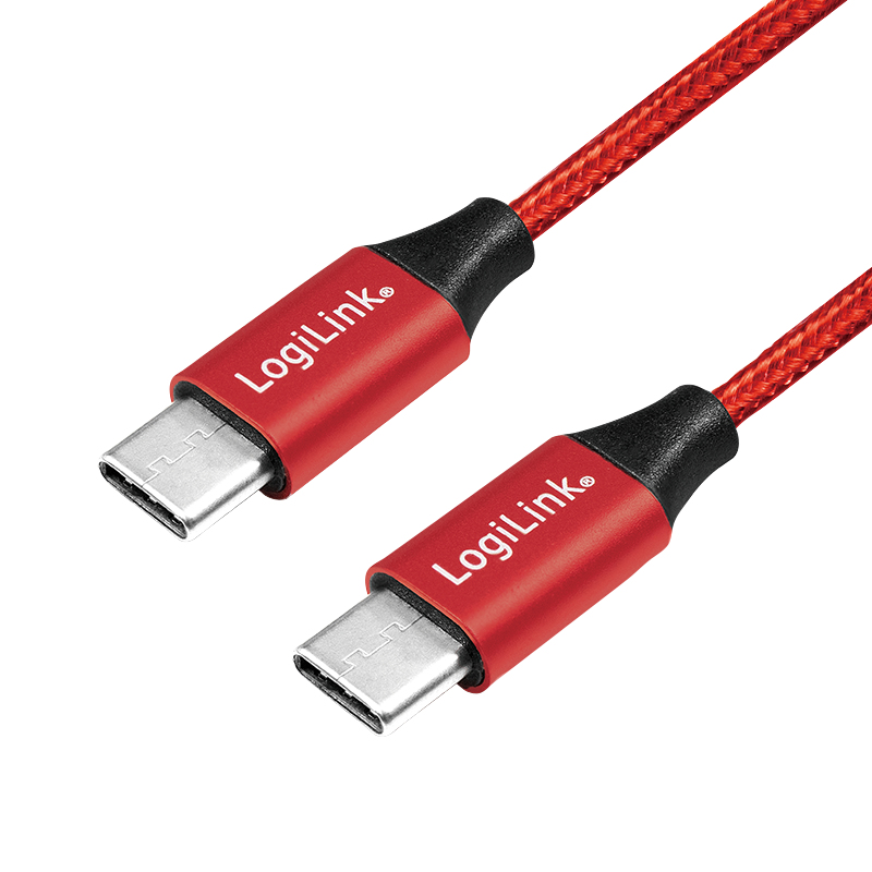 Photos - Cable (video, audio, USB) LogiLink CU0155 USB cable 0.3 m USB 2.0 USB C Black, Red 