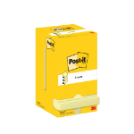 3M Post-it® Z-Notes, Canary Yellow, 76 mm x 76 mm, 100 Sheets/Pad, 12 Pads/Pack, Cardboard Pack, 100% PEFC SGSCH-PEFC-COC-110078