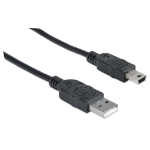 Manhattan 333375 USB-kabel USB 2.0 1,8 m USB A Mini-USB B Zwart