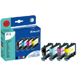 Pelikan 361400/P12 Ink cartridge multi pack Bk,C,M,Y, 4x500 pages 19ml 19 ml + 3 x 11 ml Pack=4 (replaces Brother LC1000VALBP) for Brother DCP 130 C/MFC 5460