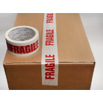 CTS Wholesale BOX of 72 Rolls Printed BOPP Tape FRAGILE 48mm  66m  38mu Red/ Wht TFB486638 - 12 Packs of 6 Per Box