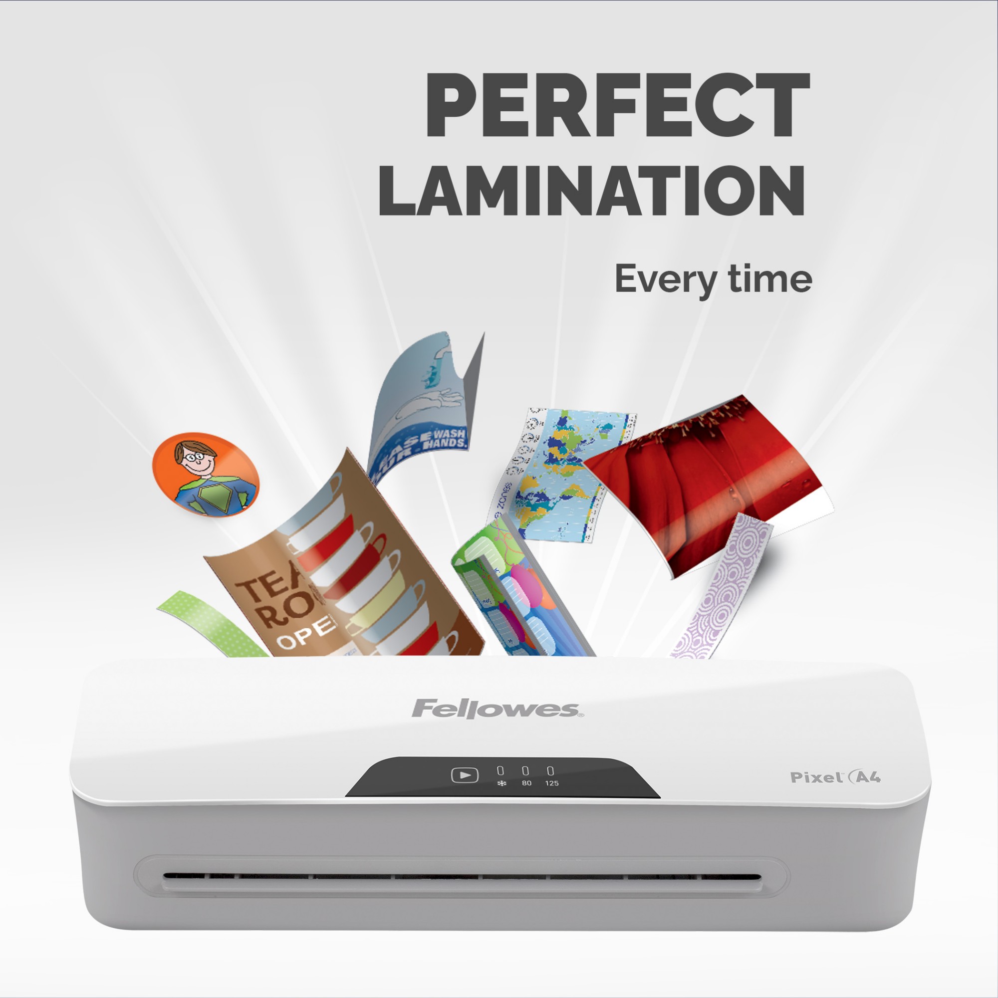 Fellowes A4 Laminator Machine Pixel A4 Laminating Machine 80 to 125 Micron 10 A4 Laminating Pouch Starter Pack Included