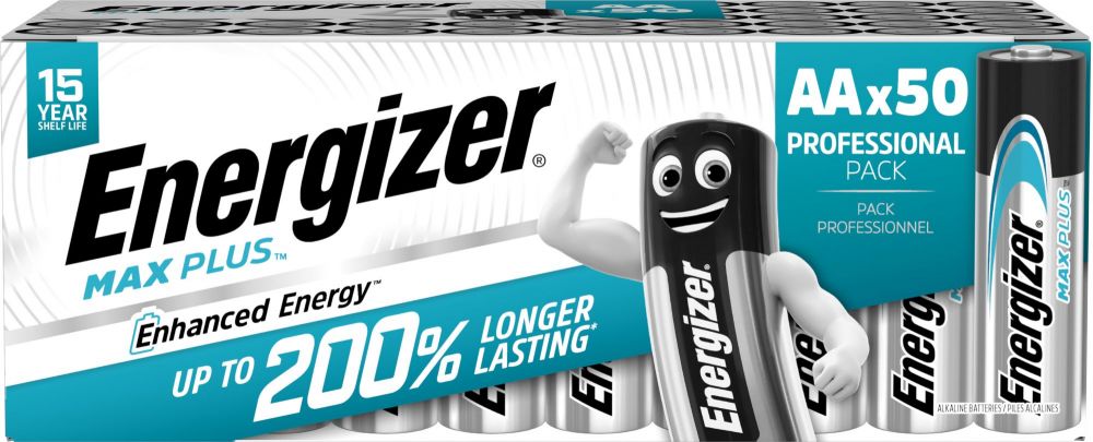 Energizer Max Plus Alkaline AA Battery Pack of 50
