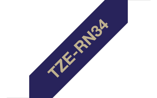 Brother TZE-RN34 DirectLabel gold on Navy blue non adhesive textil 12m