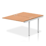 Dynamic Impulse Back-to-Back Bench Desk Extension Kit W1200 x D1600 x H730mm Oak Finish Silver Frame - IB00211 DD