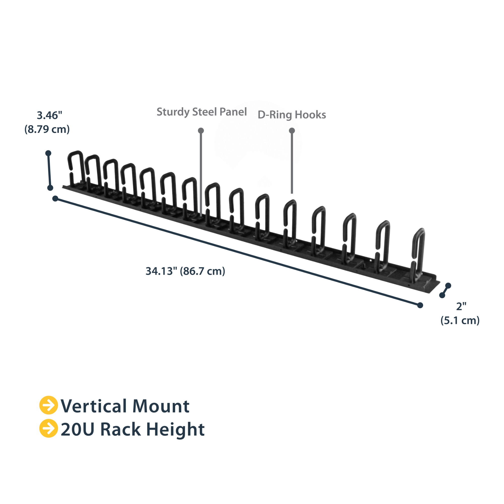 StarTech.com Vertical Cable Organizer with D-Ring Hooks - 0U - 3 ft.