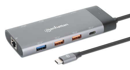 Image of Manhattan USB-C Dock/Hub, Ports (x10): Ethernet, HDMI (x2 8k),...