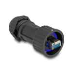 DeLOCK RJ45 plug field-assembly Cat.6A with feed-through coupler suitable for item 67047 and 67048 IP68 dust and waterproof black