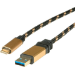ROLINE USB 0.5m USB cable USB 3.2 Gen 2 (3.1 Gen 2) USB A USB C Black, Gold