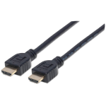 Manhattan HDMI Cable with Ethernet (CL3 rated, suitable for In-Wall use), 4K@60Hz (Premium High Speed), 5m, Male to Male, Black, Ultra HD 4k x 2k, In-Wall rated, Fully Shielded, Gold Plated Contacts, Lifetime Warranty, Polybag
