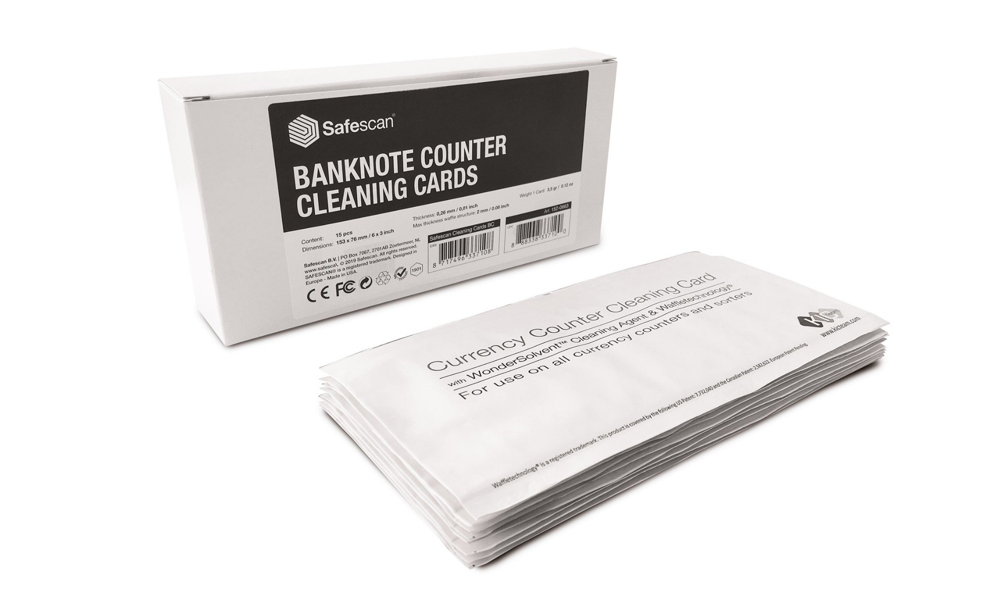 152-0663 SAFESCAN Cleaning Cards for Banknote Counters Pack of 15