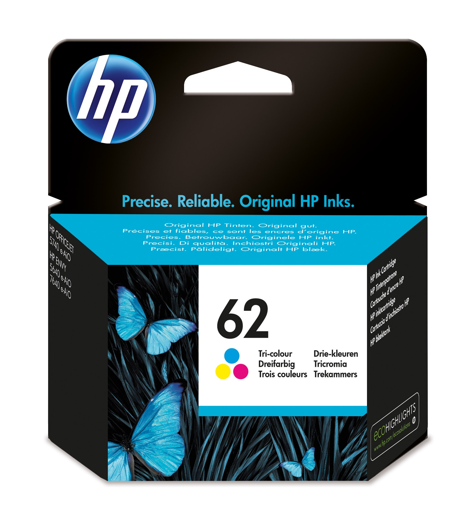 HP 62 Ink Cartridge Tri-color CMY C2P06AE