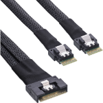 InLine Slim SAS cable, SFF-8654 8i to 2x SFF-8654 4i, 1m