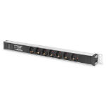 Digitus Aluminium outlet strip with overvoltage protection and line filter, 7 safety outlets, 2 m supply safety plug